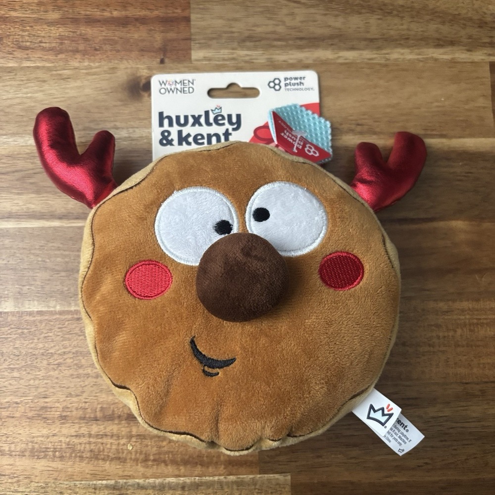 Huxley & Kent Holiday Gotta Dash Reindeer Cookie Plush Dog Squeaky Toy NEW